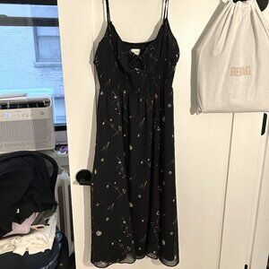 Aritzia Wilfred Midi Dress | Color: Black/Red Floral | Size: